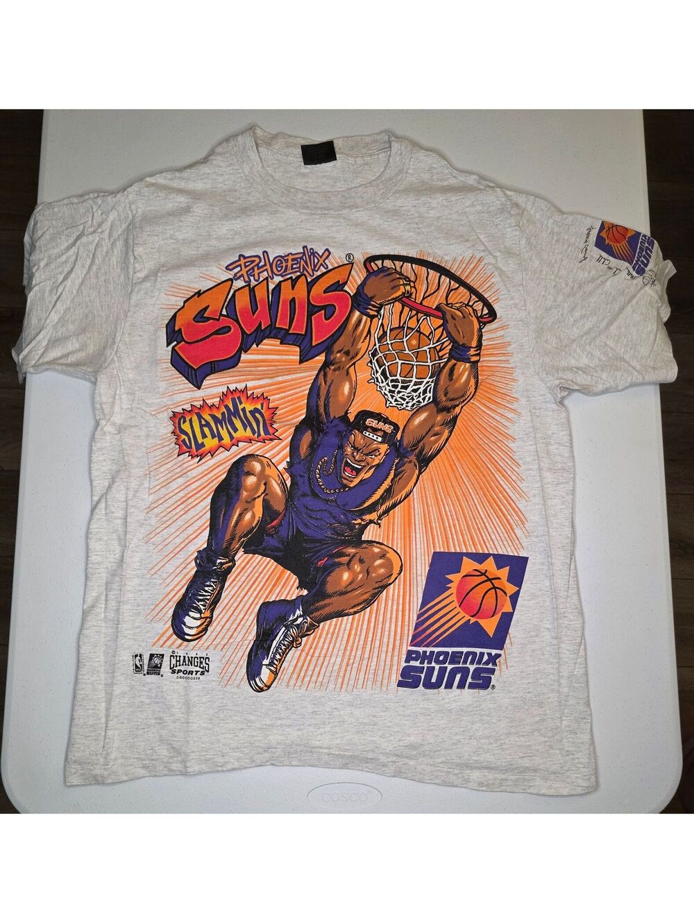 90s NBA Phoenix Suns "Slammin" Caricature Single Stitch Tee